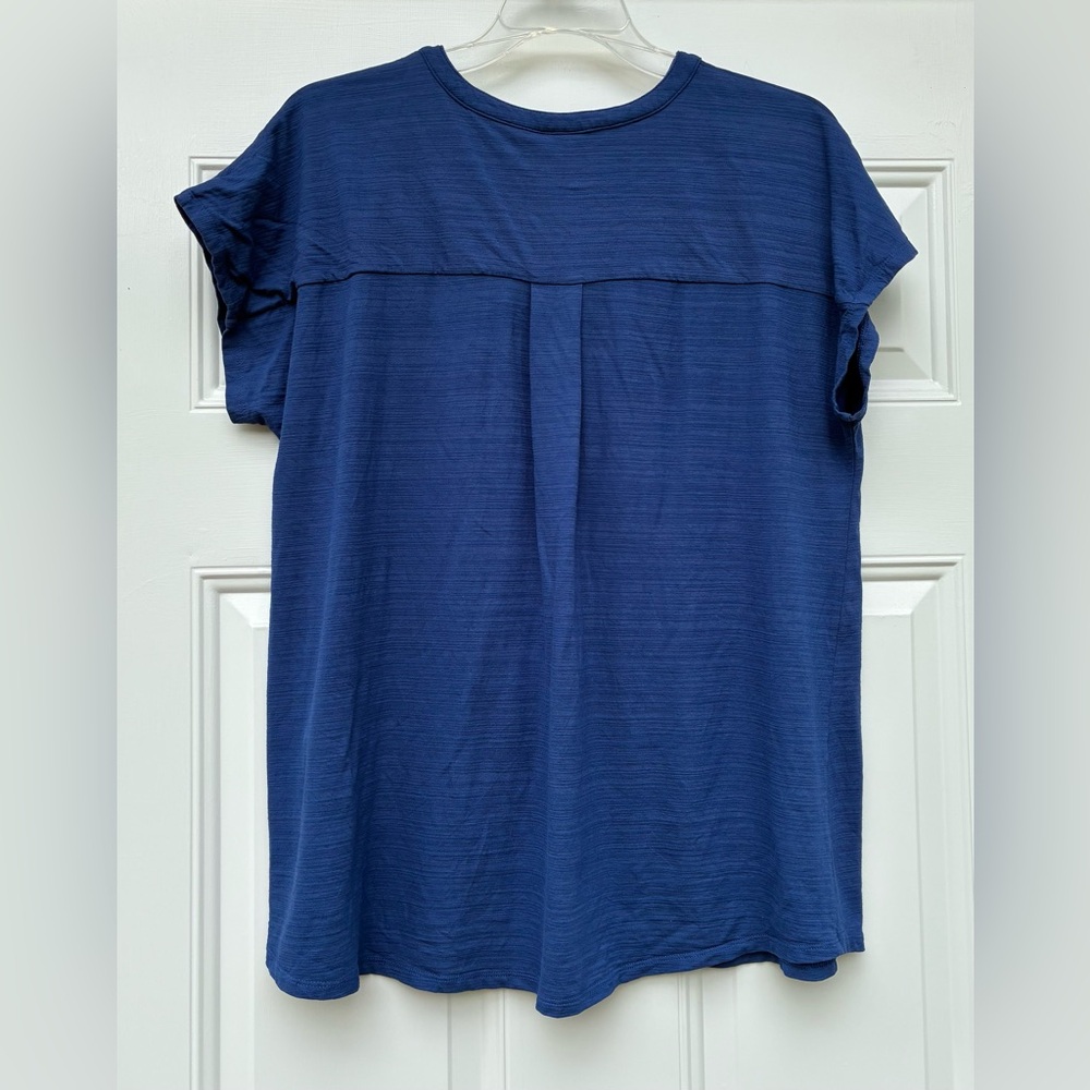 J Jill Wear Ever Collection Blue Short Sleeve Top Sz M Blouse Casual Office - Picture 2 of 8